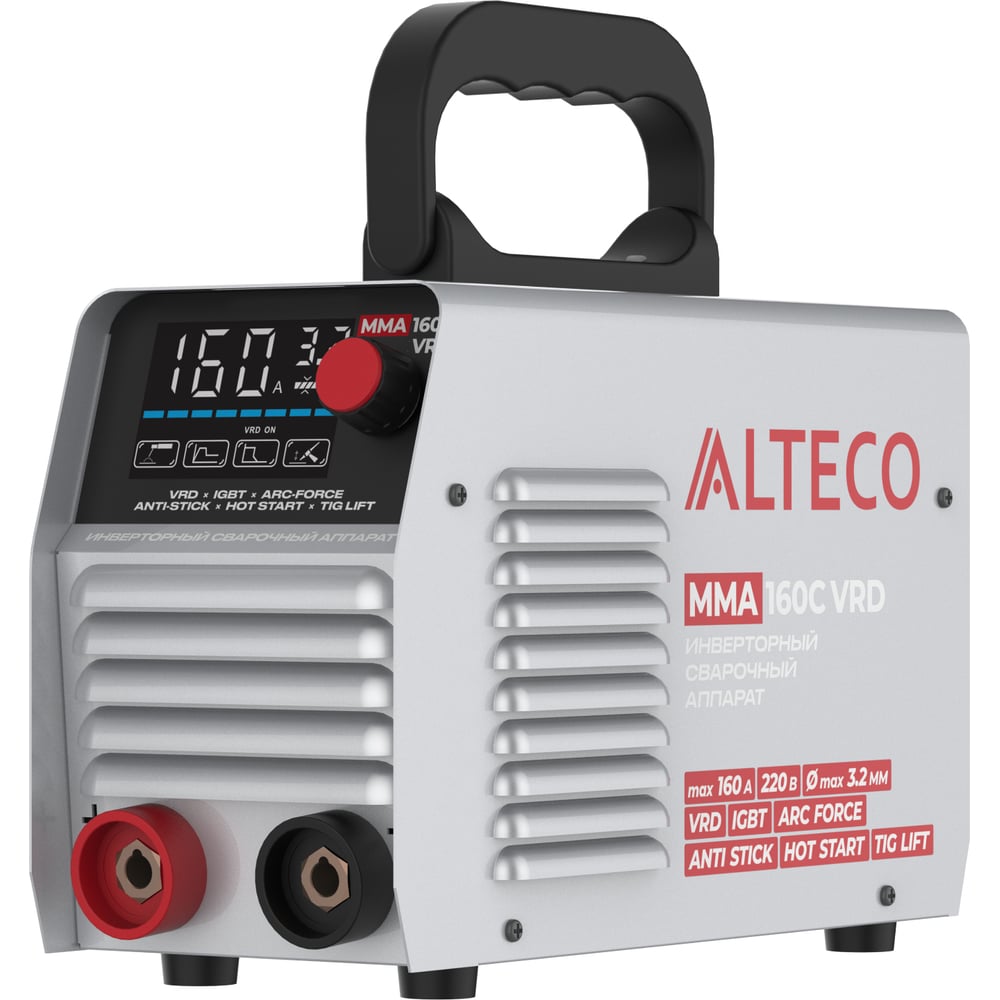 Изображение товара Инверторный сварочный аппарат ALTECO MMA-160С VRD 70220 с дисплеем для профессиональной сварки