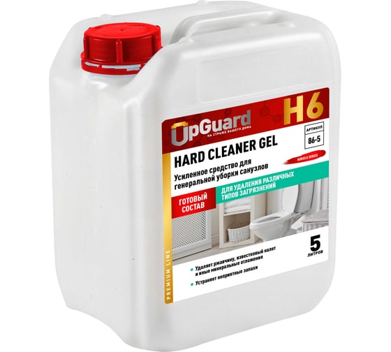 Изображение товара Усиленный кислотный гель от ржавчины, цементного раствора и прочих минеральных отложений UPGUARD H6 HARD CLEANER GEL 5 л 86-5