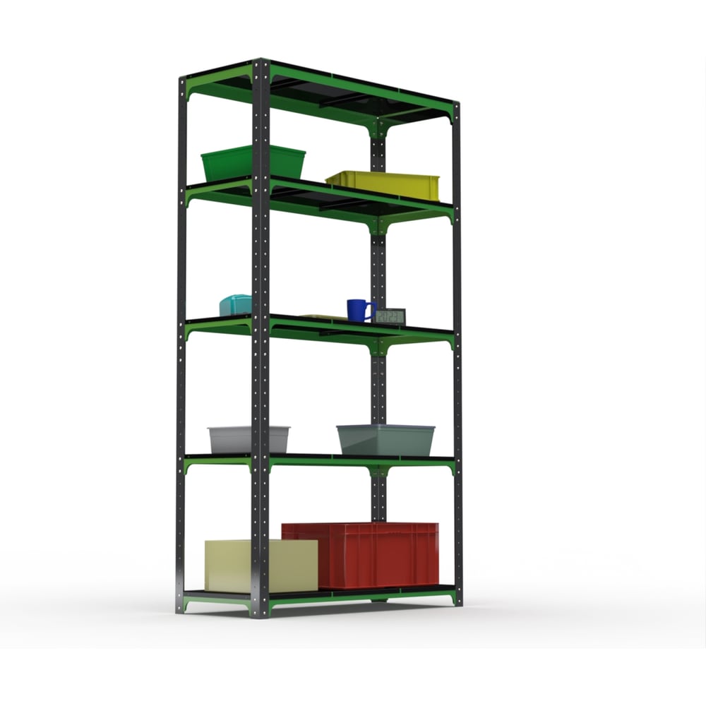Изображение товара Стеллаж Металекс Kit Comfort 2200х1400х600, 5 полок, серо-зеленый