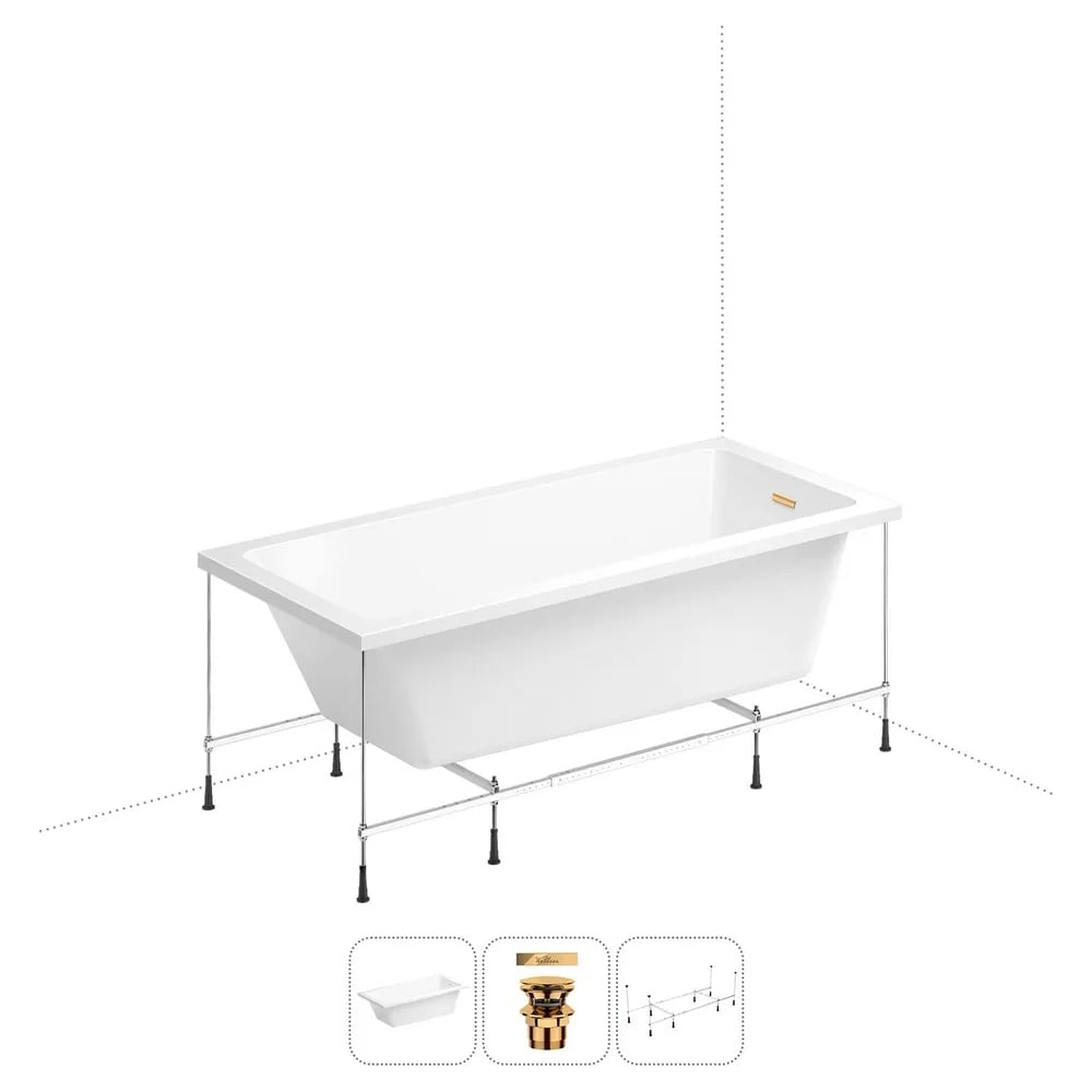 Изображение товара Акриловая ванна Wellsee 150x80 см FreeDom 2.0 в наборе 3 в 1