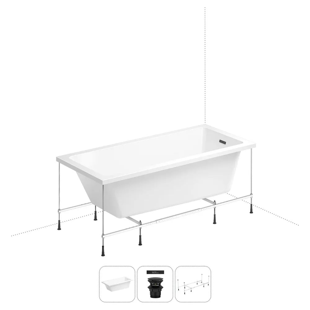 Изображение товара Акриловая ванна Wellsee 150х80 см FreeDom 2.0 в наборе 3 в 1