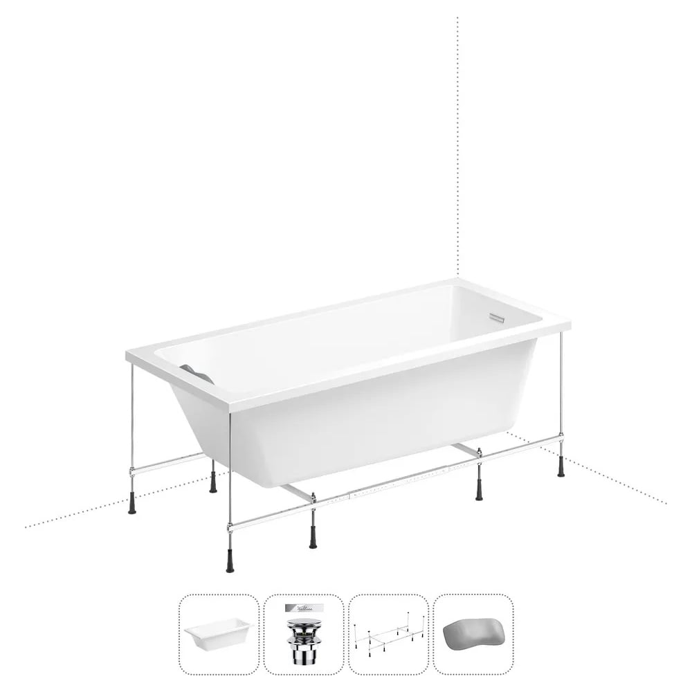 Изображение товара Акриловая ванна Wellsee FreeDom 2.0 150х80 см в наборе 4 в 1