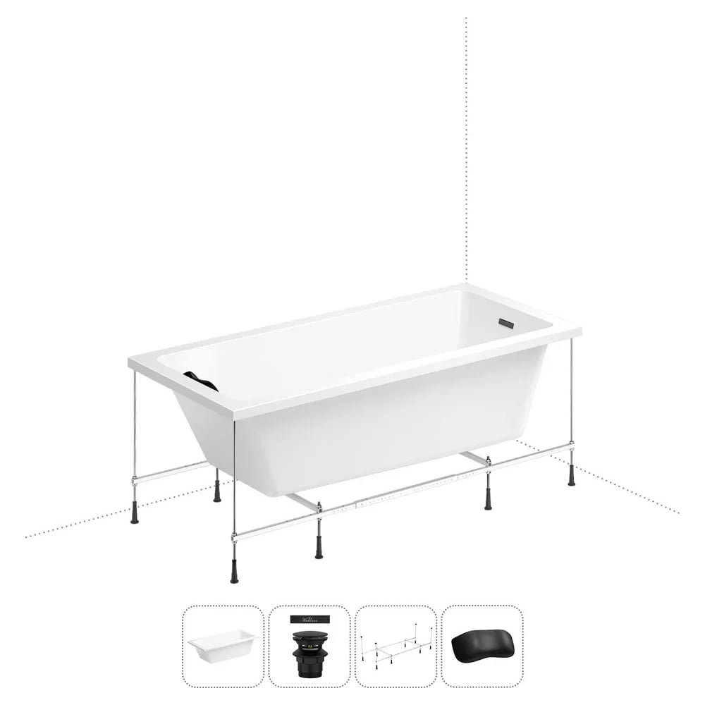 Изображение товара Акриловая ванна Wellsee 150х80 см FreeDom 2.0 в наборе 4 в 1