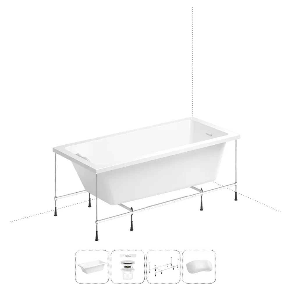 Изображение товара Акриловая ванна Wellsee 150х80 см FreeDom 2.0 в наборе 4 в 1