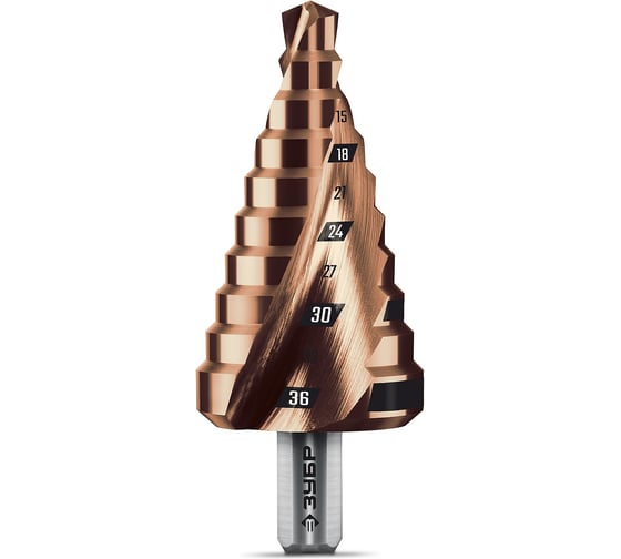 Изображение товара Сверло ступенчатое ЗУБР Профессионал Кобальт 9-36 мм, 10 ступеней 29674-9-36-10