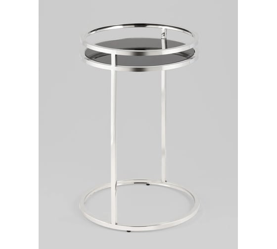 Изображение товара Столик журнальный круглый Стул Груп Гестия 41 60, стекло черное, сталь серебро EET-079