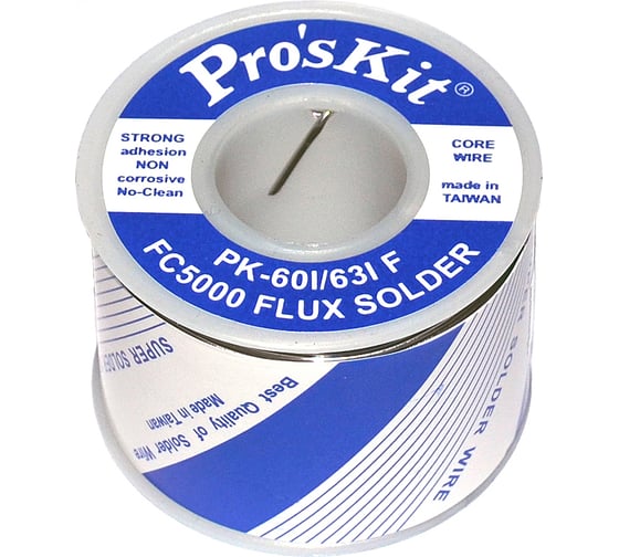 Изображение товара Припой PK-60I06F Pro'sKit 0.6мм 0.25кг Sn60/Pb40 (FC5000 флюс безотм. RMA) С00040291