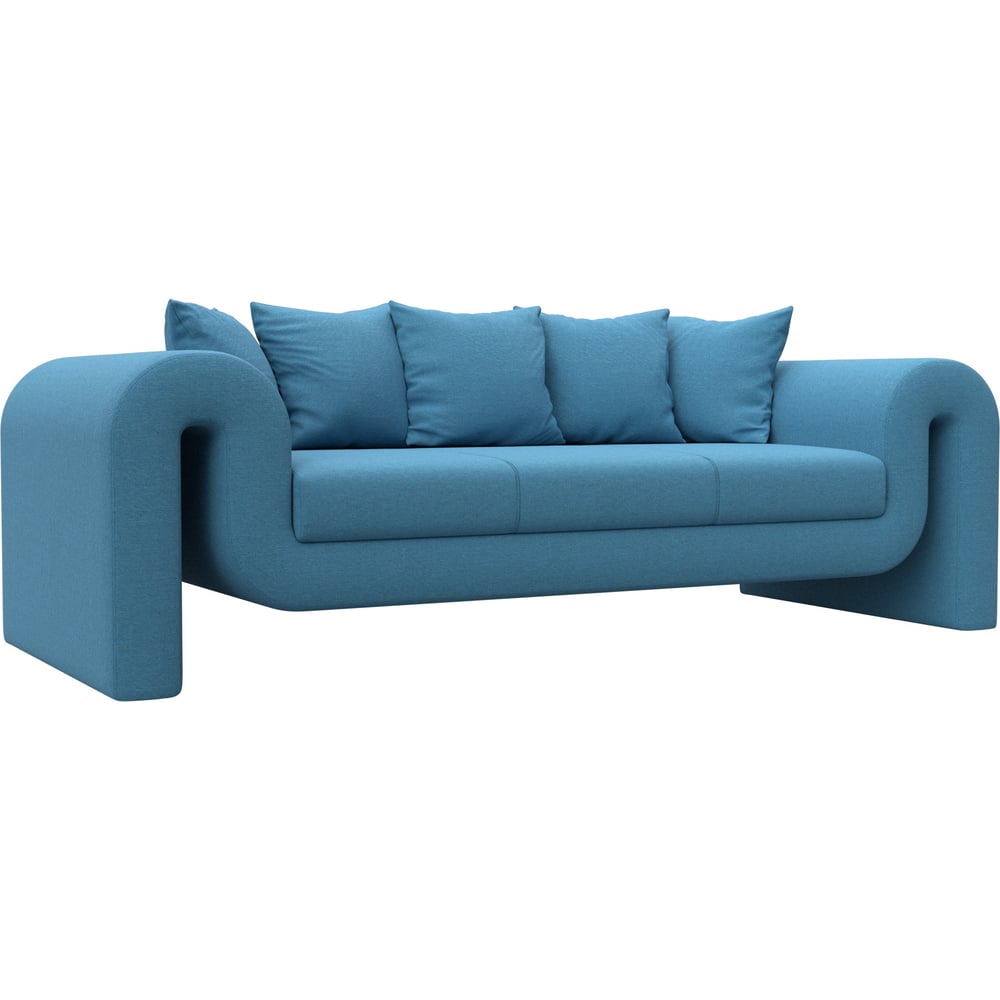 Изображение товара Современный голубой диван Лига диванов Волна 124408 с ящиком и подушками