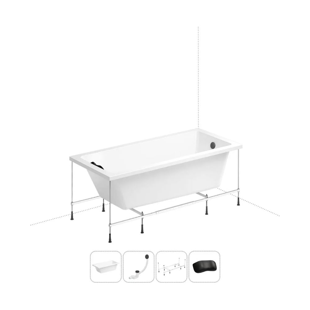 Изображение товара Акриловая ванна Wellsee 150x80 см FreeDom 4 в 1 современная ванна с подголовником