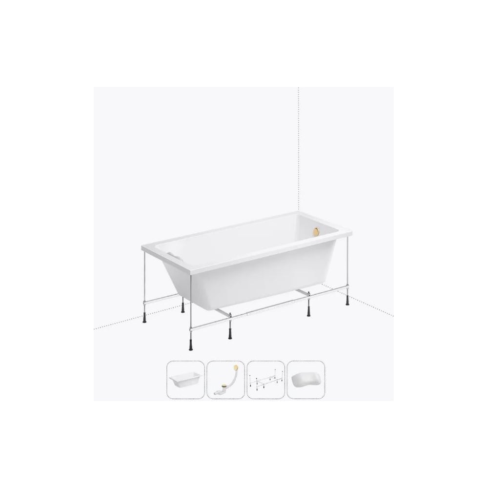 Изображение товара Акриловая ванна Wellsee FreeDom 150х80 см в наборе 4 в 1 современная