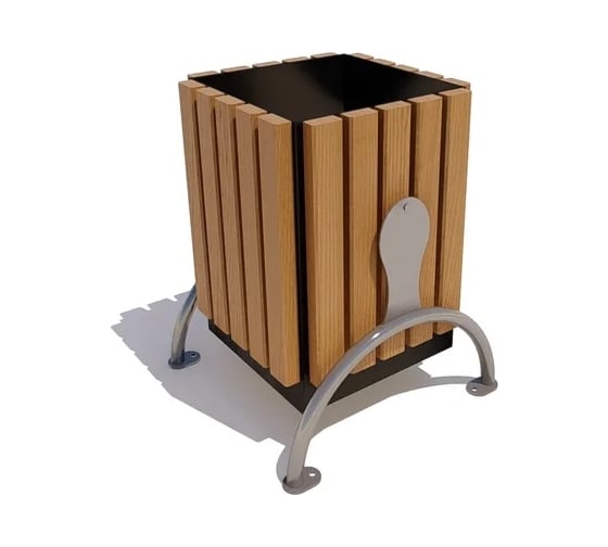 Изображение товара Уличная урна 7 скамеек Берлин, опора металлик, сосна, дуб 67055/Б_БРЛ/7779/C_ДУБ