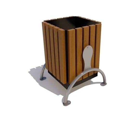 Изображение товара Уличная урна 7 скамеек Берлин, опора металлик, сосна, тик 67055/Б_БРЛ/7779/C_ТИК