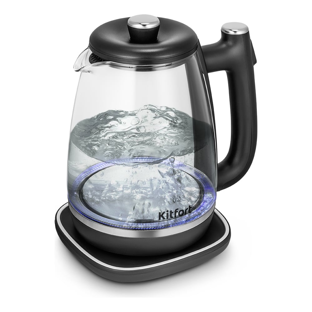 Изображение товара Электрический чайник KITFORT КТ-6728 2 литра, механизм, черный, безопасность