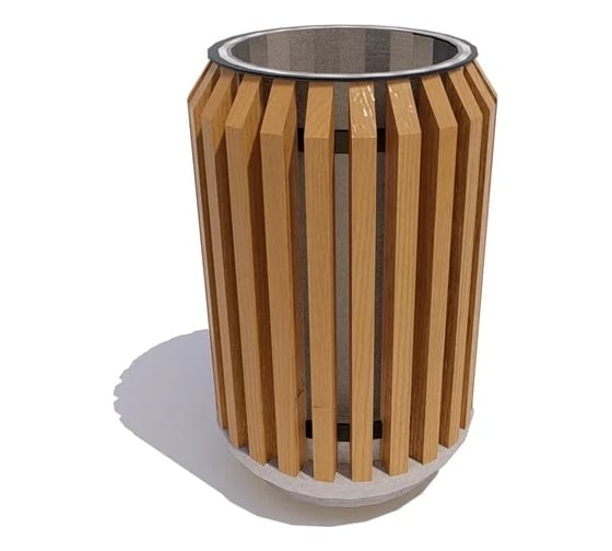 Изображение товара Урна 7 скамеек Бульвар с бетонным основанием, сосна, дуб 67028/БЛВР/9005/C_ДУБ