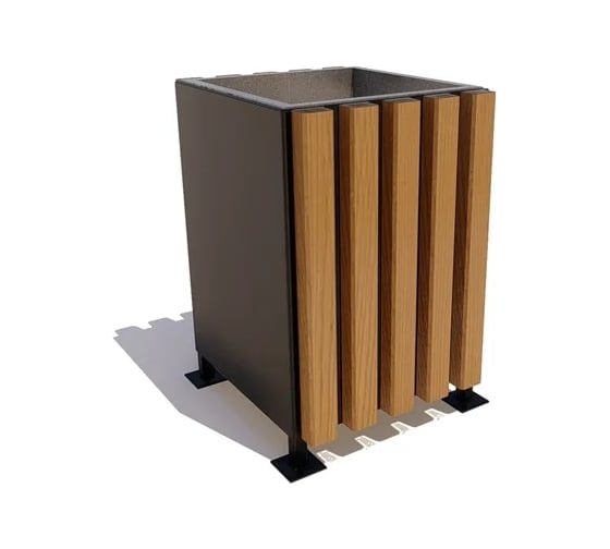 Изображение товара Уличная урна 7 скамеек Компаньон, RAL 9005, сосна, дуб 67019/КОМП/9005/C_ДУБ