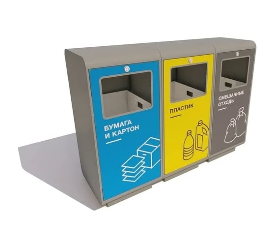 Изображение товара Урна для раздельного сбора мусора 7 скамеек Град 67105/ГРАД/9005