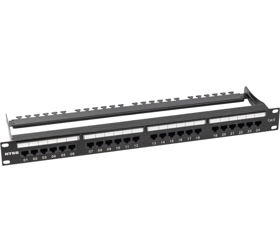 Изображение товара Патч-панель NTSS PREMIUM 1U 24 порта RJ45 UTP cat.6, AL, DUAL IDC, с органайзером NTSS-PP2-PM-1U-24-UTP-RJ45-6-D