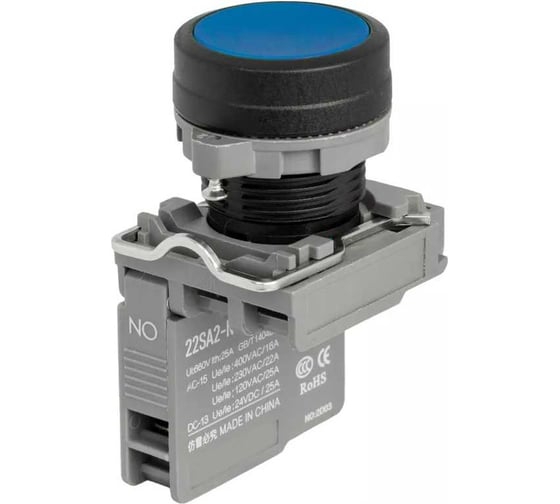 Изображение товара Кнопка CONTA матовая, синяя с держателем, 1NO, винтовой, 22ММ TA22SA-PF-B-PC/ZZ/NO 00-00012591