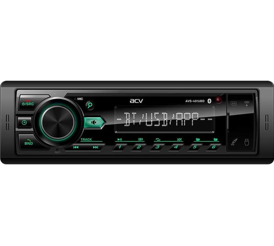 Изображение товара Магнитола ACV (1din/База 36мм/зеленая/Bluetooth/USB/TYPE-C/AUX/SD/FM/4*50) AVS-401UBG