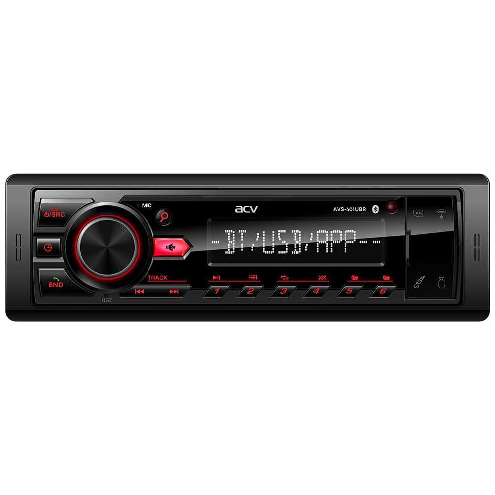 Изображение товара Автомагнитола ACV AVS-401UBR Bluetooth USB SD FM 1-DIN Красная подсветка
