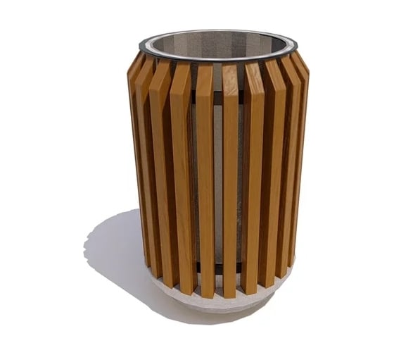 Изображение товара Урна 7 скамеек Бульвар с бетонным основанием, сосна, тик 67028/БЛВР/9005/C_ТИК