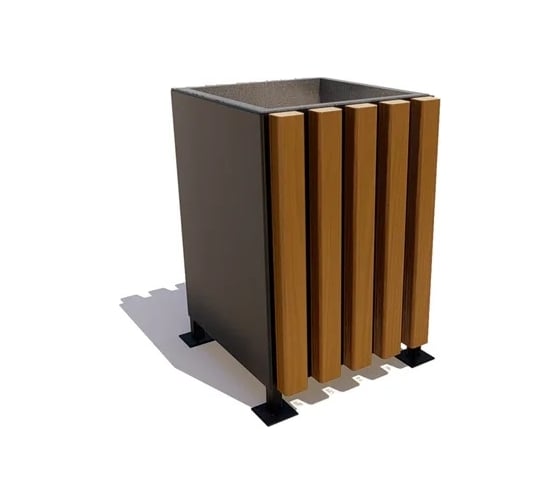 Изображение товара Уличная урна 7 скамеек Компаньон, RAL 9005, сосна, тик 67019/КОМП/9005/C_ТИК