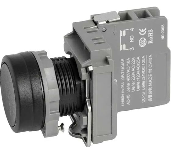 Изображение товара Кнопка CONTA матовая, черная с держателем, 1NO, винтовой, 22ММ TA22SA-PF-H-PC/ZZ/NO 00-00012588