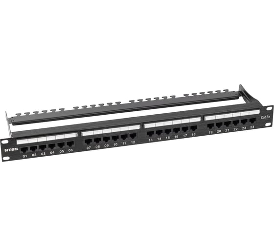 Изображение товара Патч-панель NTSS PREMIUM 1U 24 порта RJ45 UTP cat.5е, AL, Dual IDC с органайзером NTSS-PP2-PM-1U-24-UTP-RJ45-5e-D