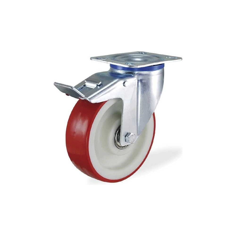 Изображение товара Поворотная колесная опора KAMA с тормозом 125 мм промышленная