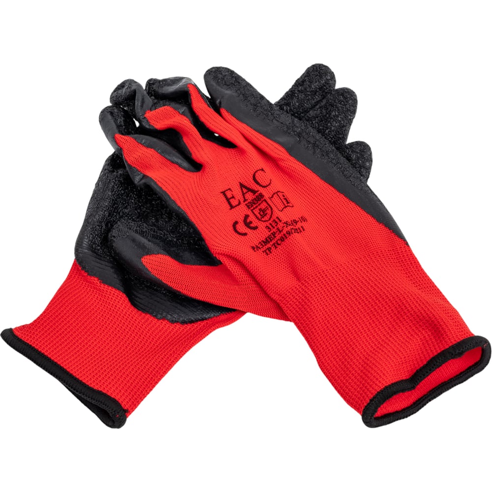 Изображение товара Перчатки синтетические Admiral Stars черный с красным обливом L-XL для защиты рук