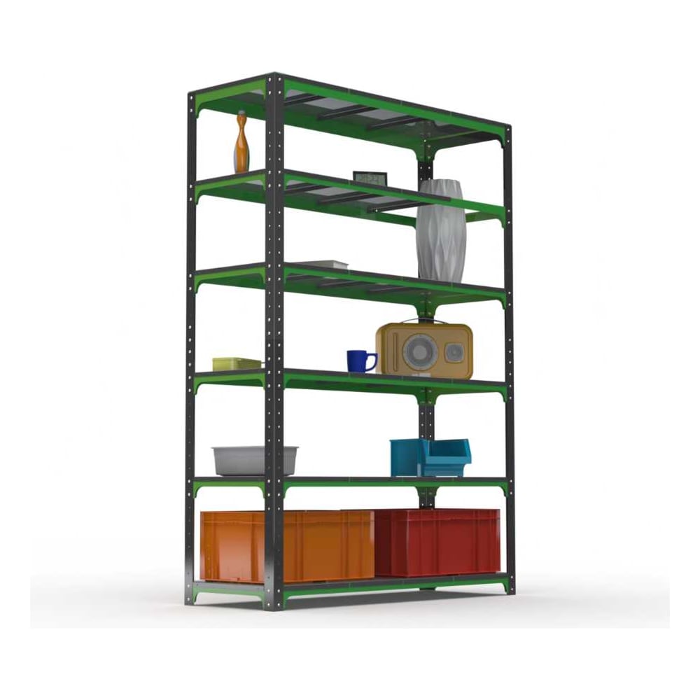 Изображение товара Стеллаж ООО Металекс Metalex Kit Comfort 2200х1200х300 мм, 6 полок, серо-зеленый