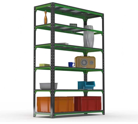 Изображение товара Стеллаж ООО Металекс Metalex Kit Comfort 2200х1100х500 мм, 6 полок, серо-зеленый 202280