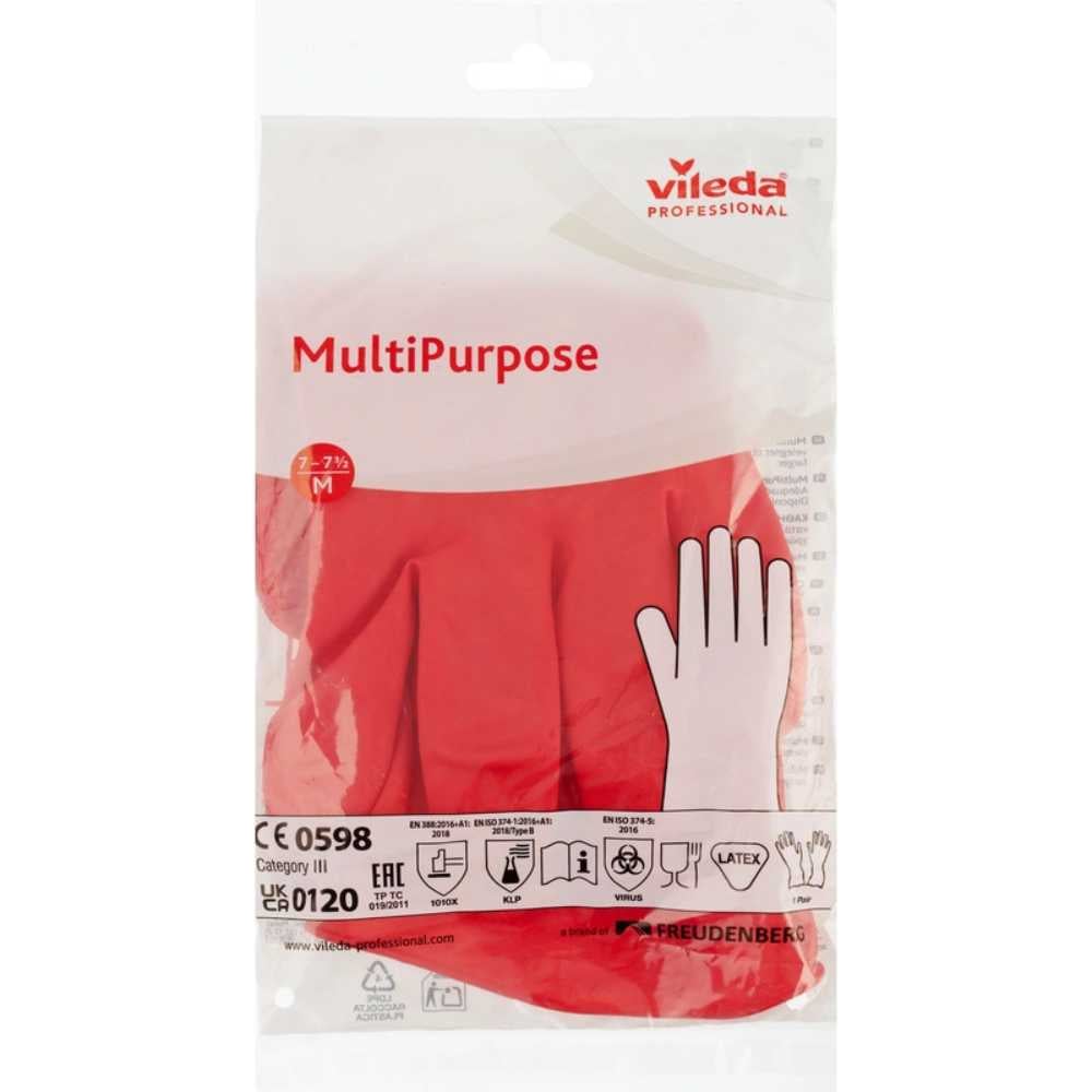 Изображение товара Перчатки резиновые многоцелевые Vileda Professional M красный арт 8005/100750/100153