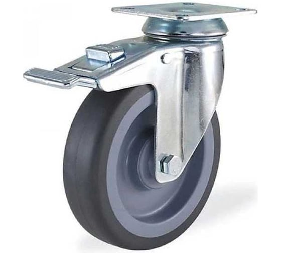 Изображение товара Поворотная колесная опора KAMA с площадкой и тормозом, 200 мм, 2802-MTR-200-F18