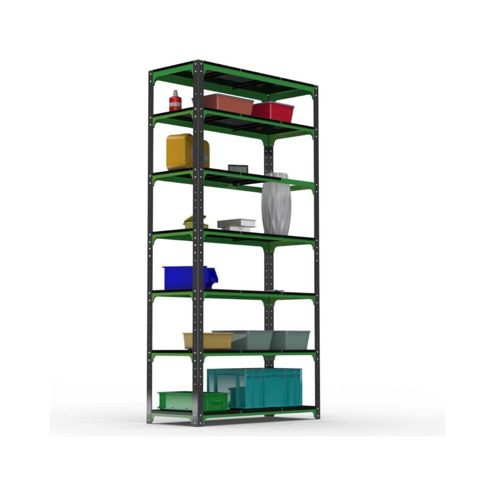 Изображение товара Стеллаж ООО Металекс Metalex Kit Comfort 2400х1400х400 мм 7 полок серо-зеленый