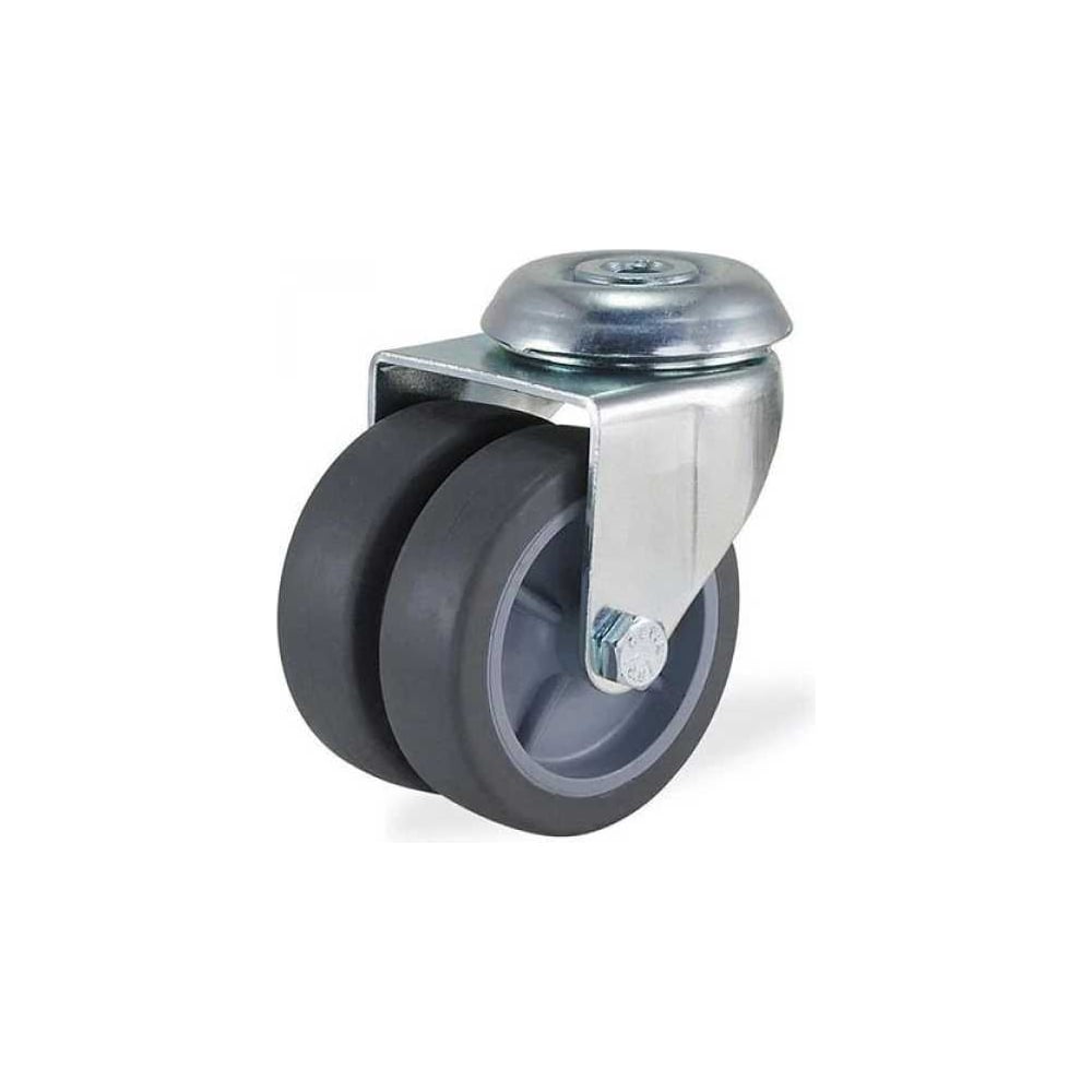 Изображение товара Сдвоенная поворотная колесная опора KAMA под болт, 75 мм, 2700-MTB-075