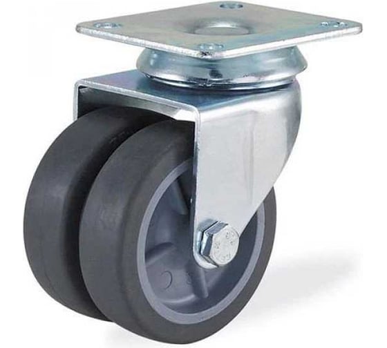 Изображение товара Сдвоенная поворотная колесная опора KAMA с площадкой, 75 мм, 2702-MTB-075