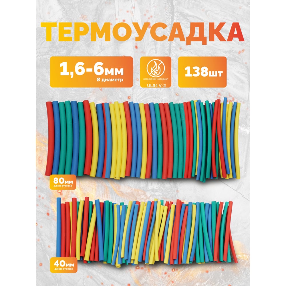 Изображение товара Набор термоусадочных трубок Мемотерм-ММ Мультколор, 138 штук Р_Мультколор Изображение товара Набор термоусадочных трубок Мемотерм-ММ Мультколор, 138 штук Р_Мультколор