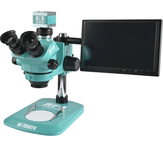 Изображение товара Микроскоп RF4 RF7050TV-2RC2-X101 тринокулярный с монитором и HDMI камерой 7х-50х с подсветкой М7762415