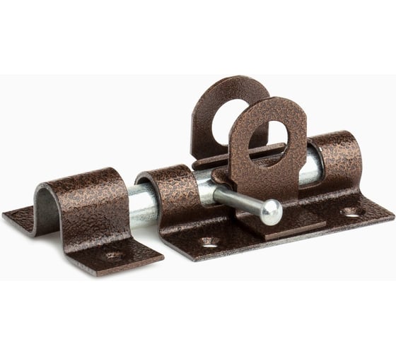 Изображение товара Засов накладной Дверной страж С ПРОУШИНАМИ (медь) с круглым ригелем L-135 мм г.С-Пб Д1004