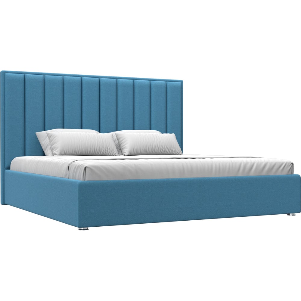 Изображение товара Интерьерная кровать Афродита 200 из рогожки голубой с подъемным механизмом