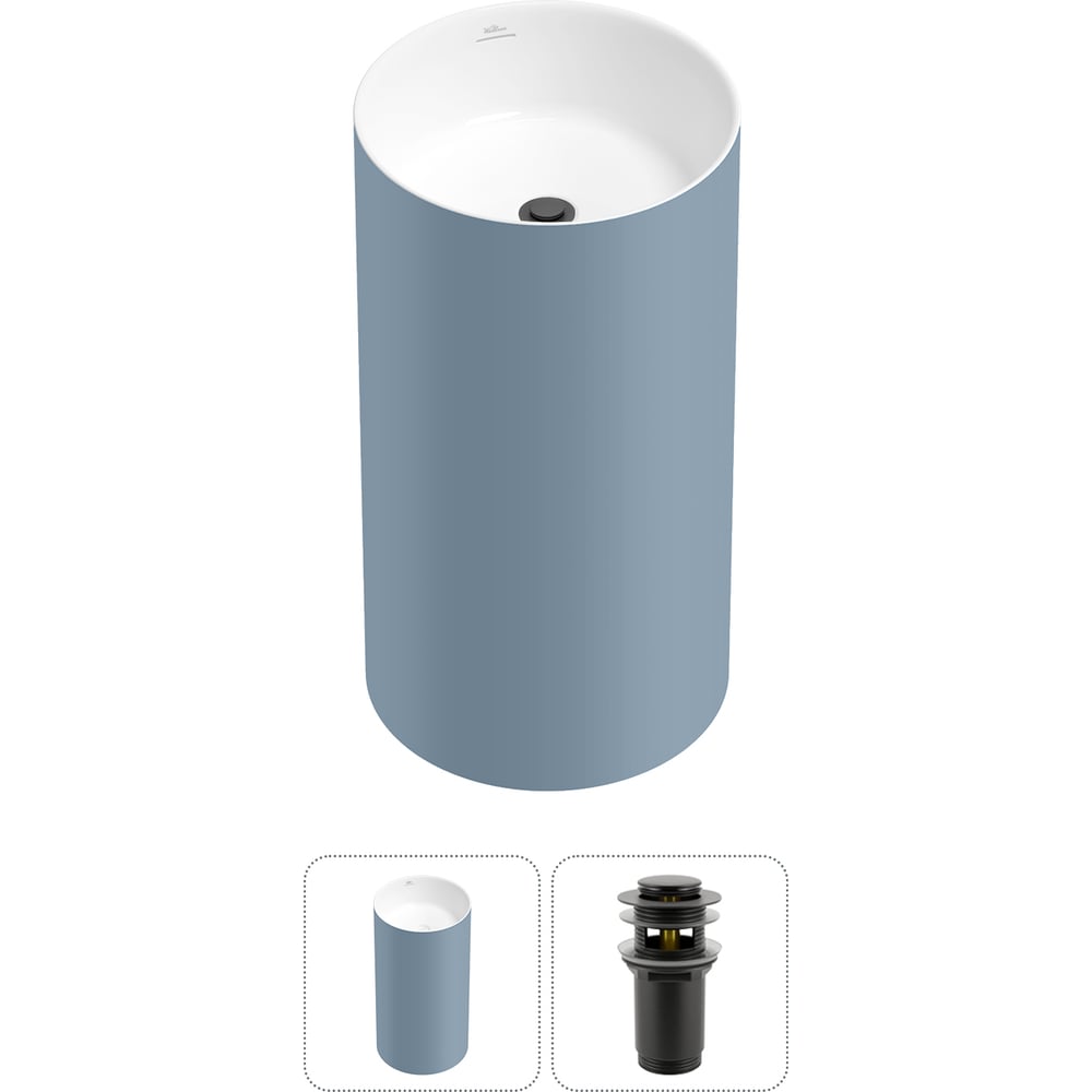 Изображение товара Напольная раковина Wellsee Chalice Perfection 2 в 1 матовая светло-синяя