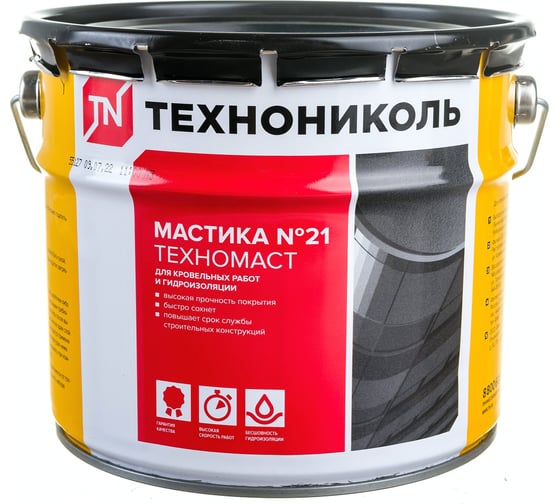 Изображение товара Кровельная мастика Технониколь №21 Техномаст, ведро 3 кг ЦБ769340