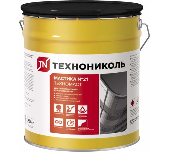 Изображение товара Кровельная мастика Технониколь №21 Техномаст, ведро 20 кг TN889465