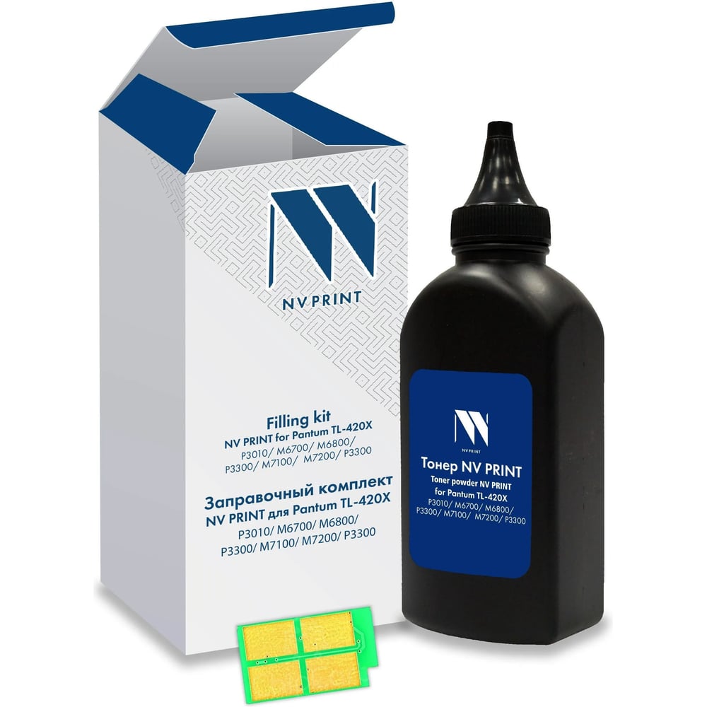 Изображение товара Заправочный комплект NV Print NVP для Pantum TL-420X P3300/M6700/M7100 (тонер 200 г + чип многоразовый) совместимый NV-ZKTL-420X