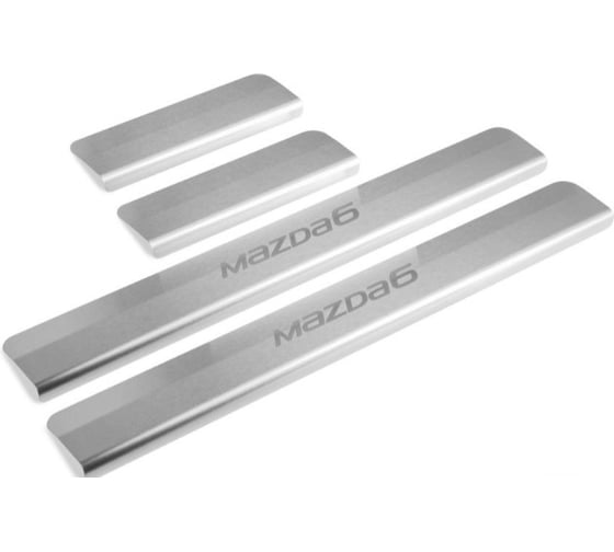 Изображение товара Накладки на пороги Rival для Mazda 6 GJ 2012-2018/2018-н.в., нержавеющая сталь, с надписью, 4 шт. NP.3802.3