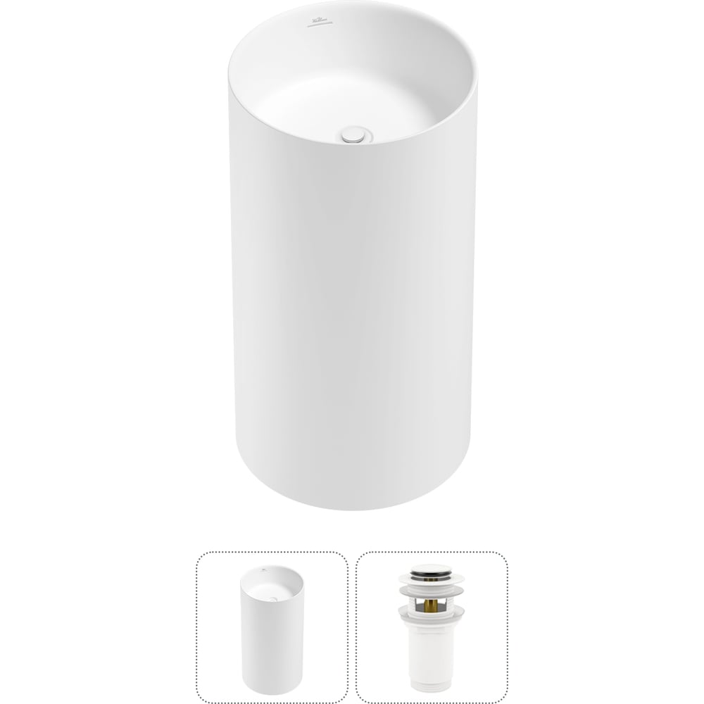 Изображение товара Напольная раковина из акрила Wellsee Chalice Perfection в матовом белом цвете