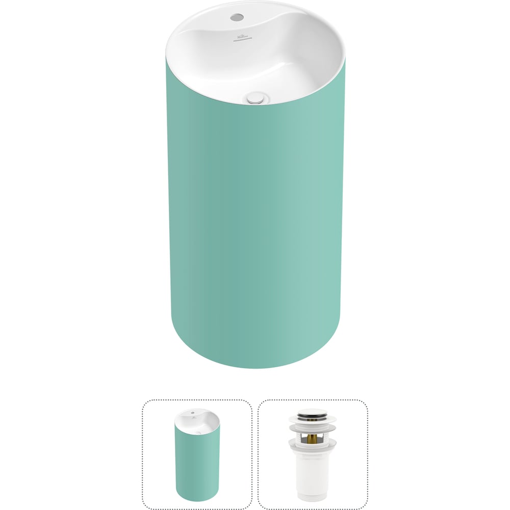 Изображение товара Напольная раковина Wellsee Chalice Perfection из акрила, матовая светло-зеленая