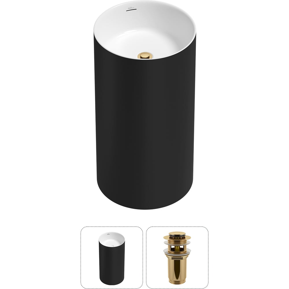 Изображение товара Напольная раковина Wellsee Chalice Perfection черный/белый акрил