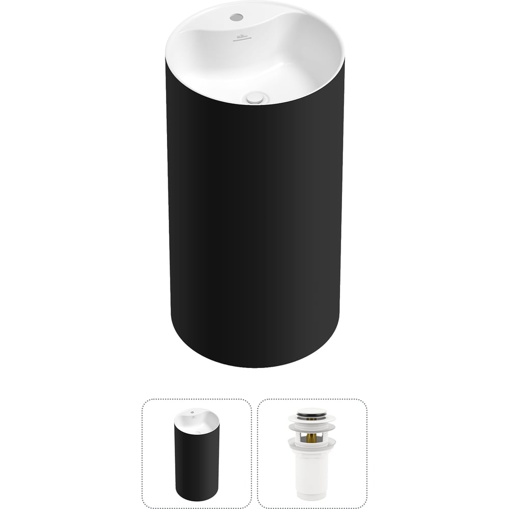 Изображение товара Напольная раковина Wellsee Chalice Perfection черно-белая 20213017R